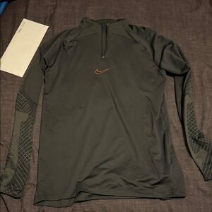 Nike Dark Gray Half-Zip Pullover with Orange Logo